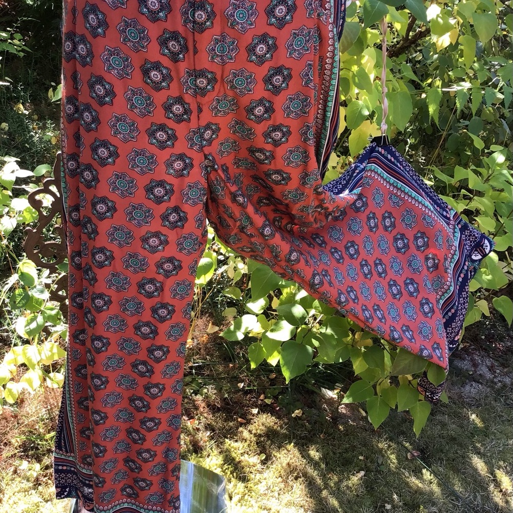 Anthropologie Elevenses Rayon Patterned Palazzo Pants
